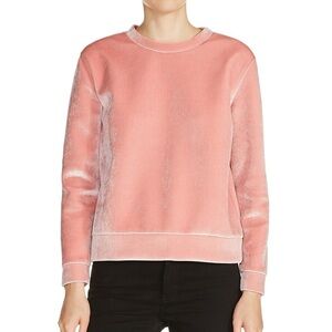 Maje Pink Torina Velvet Velour Long Sleeve Crew Neck Sweatshirt Size Large